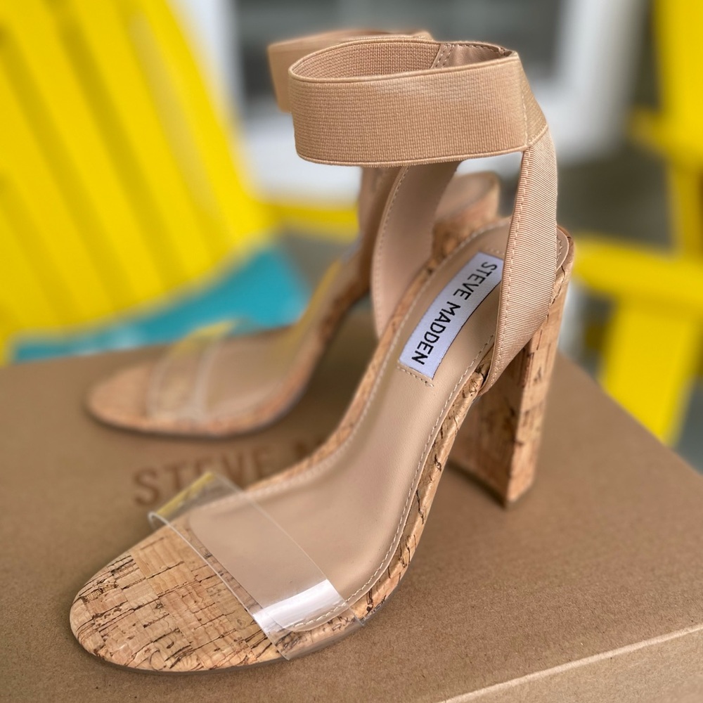 Steve Madden Clear Cork-Bottom Sandals